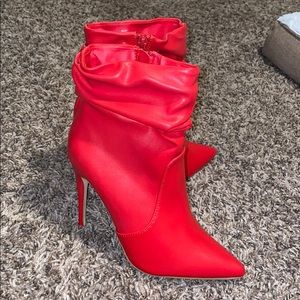 Red mini high heel boots
